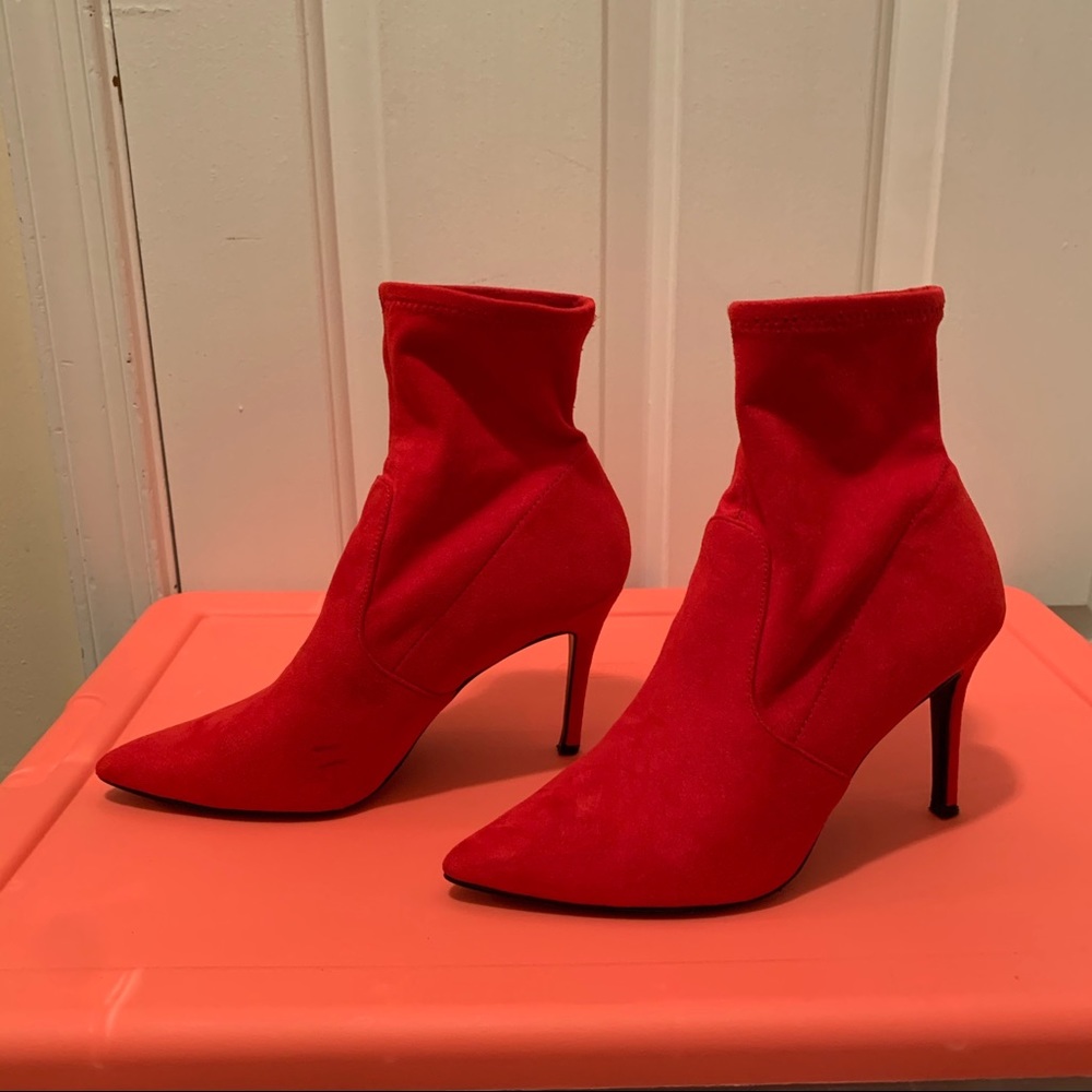 Red heel boots